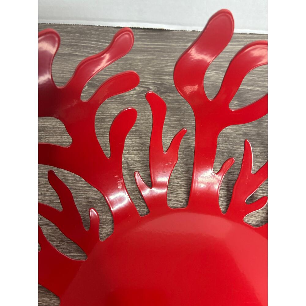 Alessi Mediterraneo Red Stainless Steel Coral Fruit Bowl 11" Italy - Picture 6 of 8
